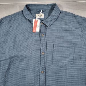 Marine Layer Mini Stripe Cotton Selvedge Shirt Mens 2XL Blue Long Sleeve NWT